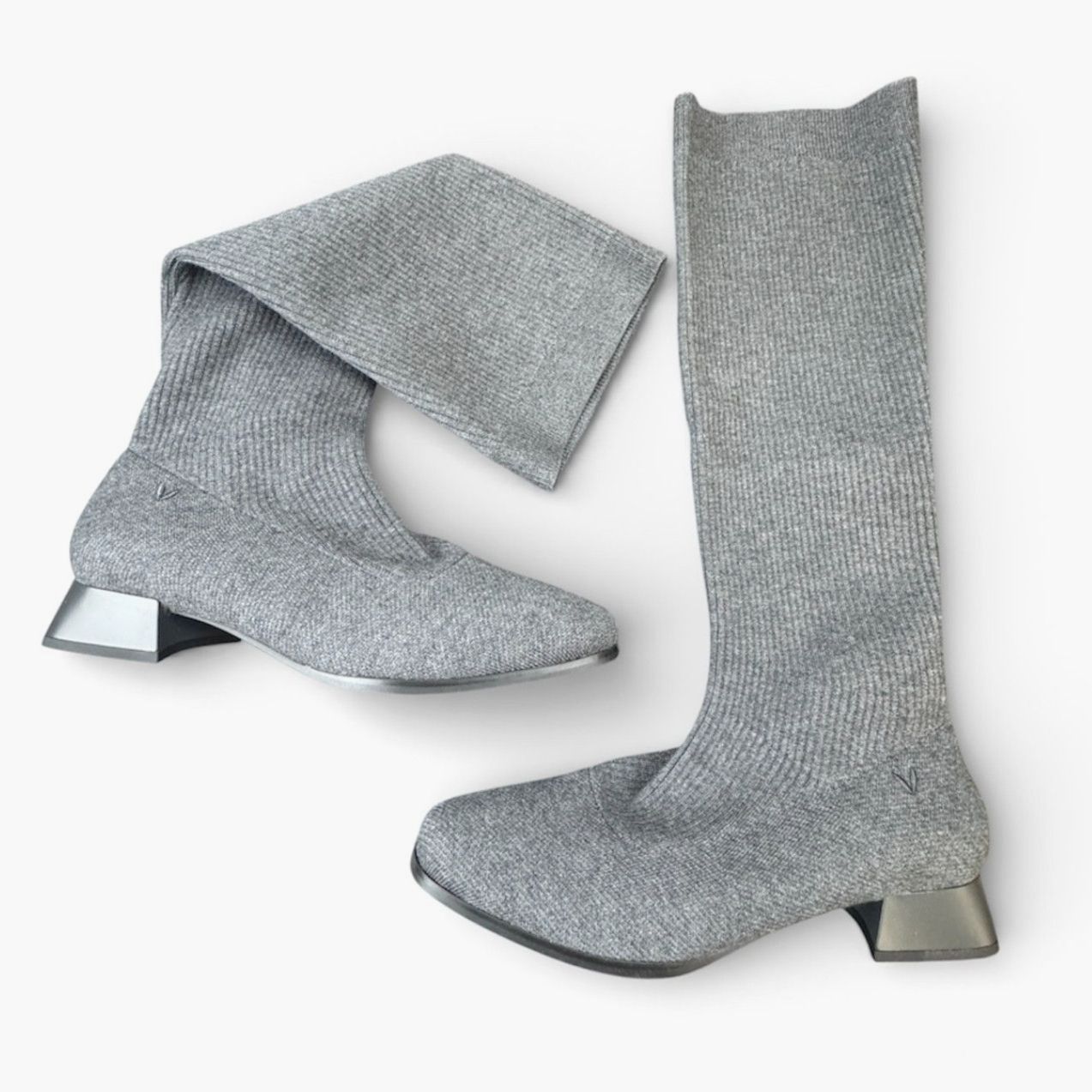 Vivaia Tara Pro Square-Toe Water Repellent Wool Knee-High Boots Gray Womens 9.5